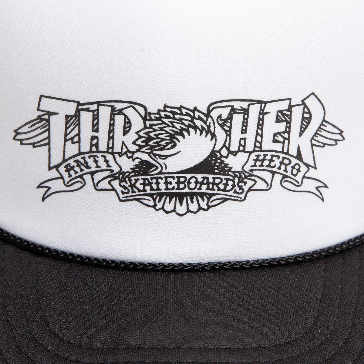 Thrasher X Anti Hero Mag Banner Trucker Hat Black/White