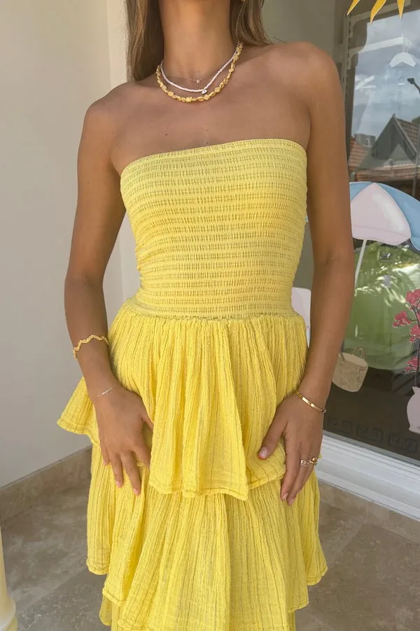 Tiered Maxi Dress Lemon/Gold