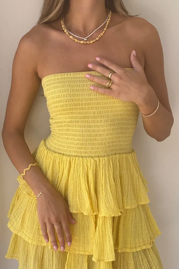 Tiered Maxi Dress Lemon/Gold