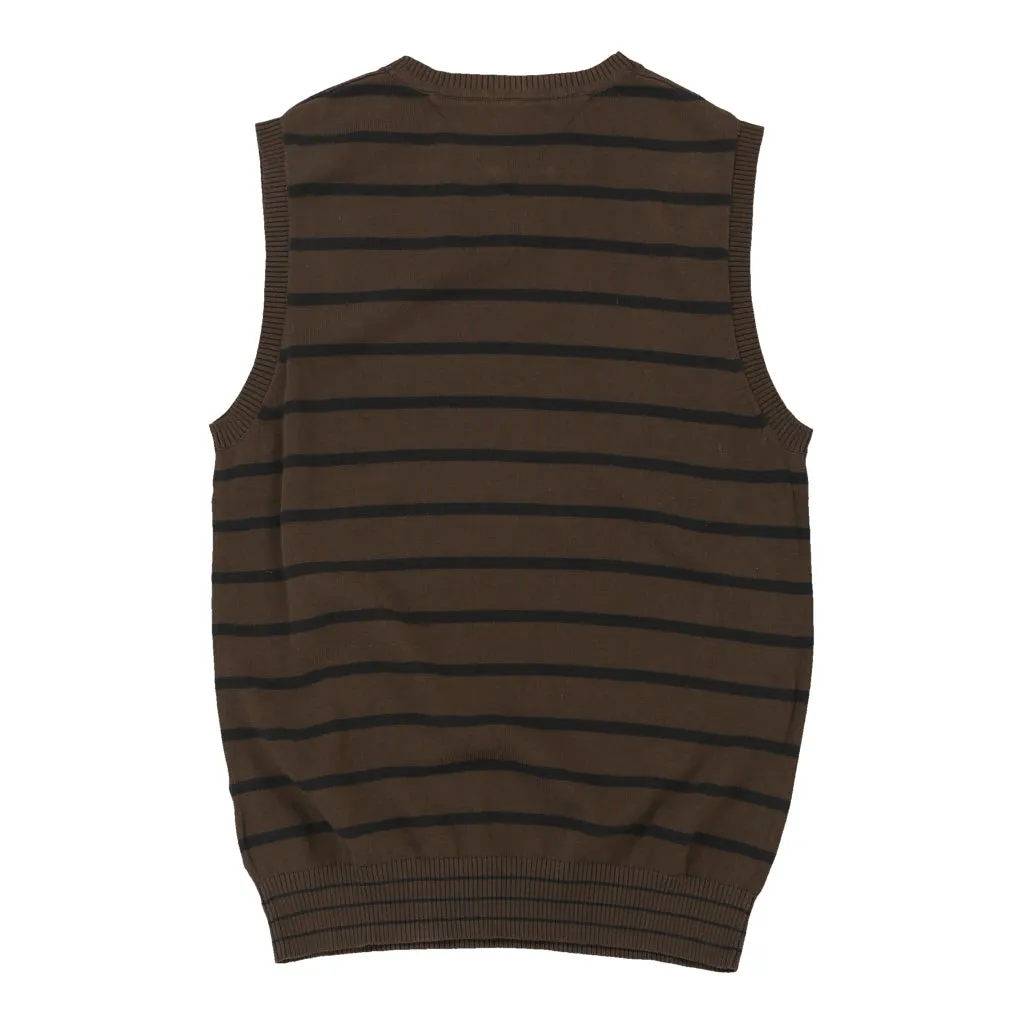 Tommy Hilfiger Striped Sweater Vest - Small Brown Cotton