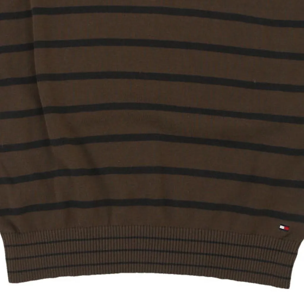 Tommy Hilfiger Striped Sweater Vest - Small Brown Cotton