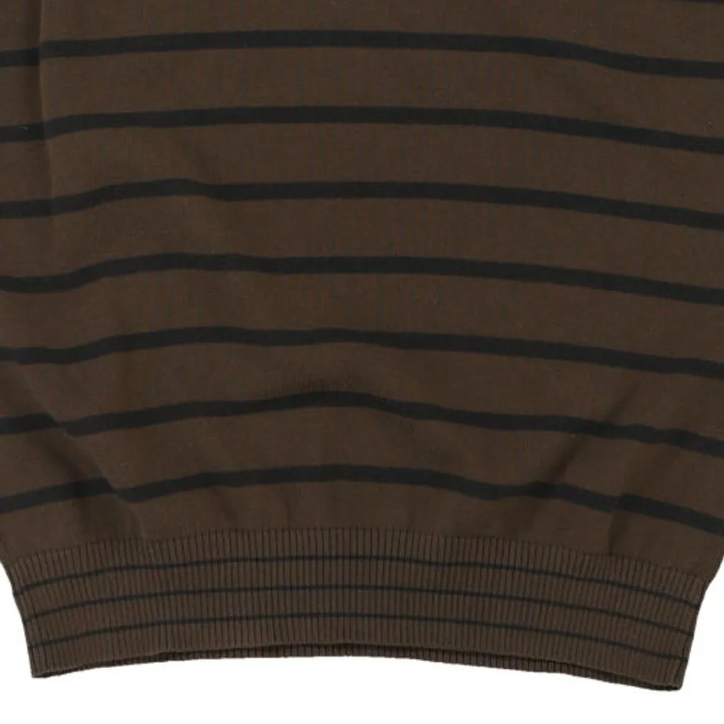 Tommy Hilfiger Striped Sweater Vest - Small Brown Cotton