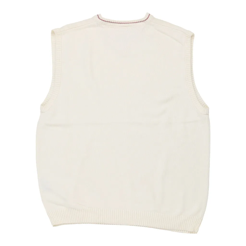 Tommy Hilfiger V-neck Sweater Vest - Large Cream Cotton