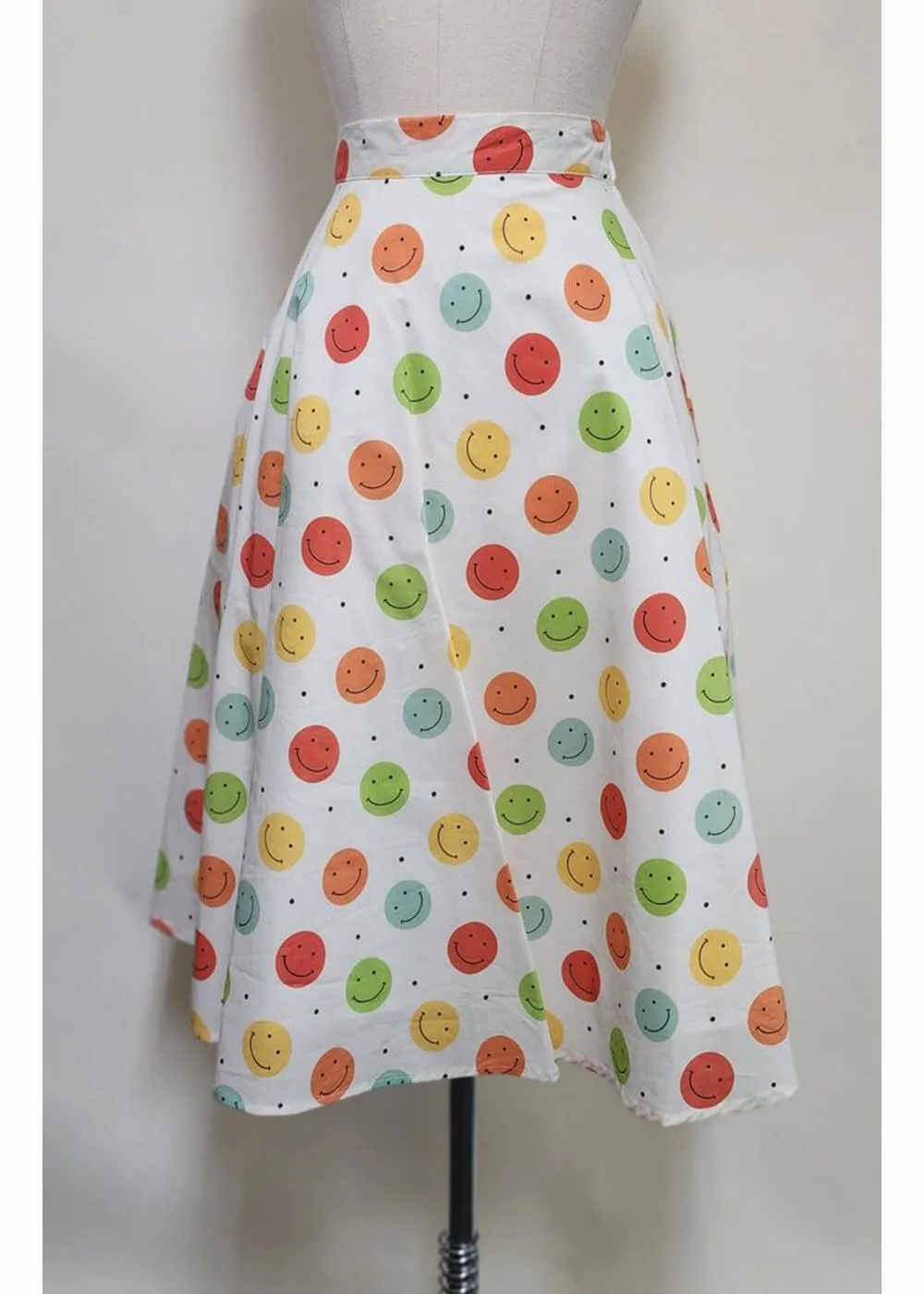 Tulip B Smiley Faces 50's Swing Skirt Ivory