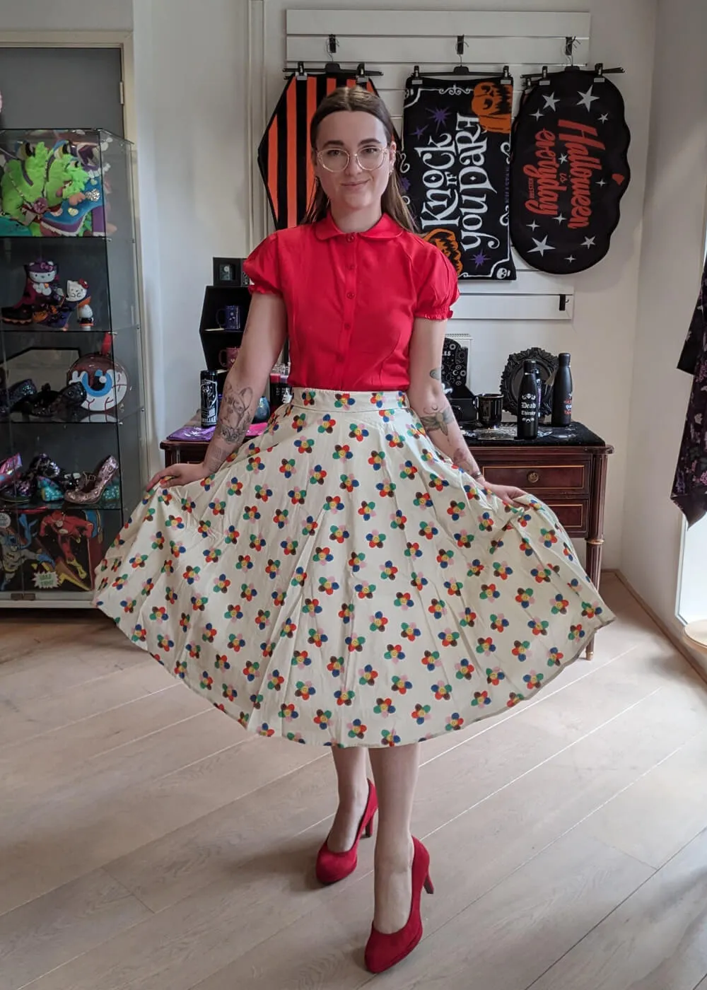 Tulip B Smiling Daisy 50's Swing Skirt Ivory