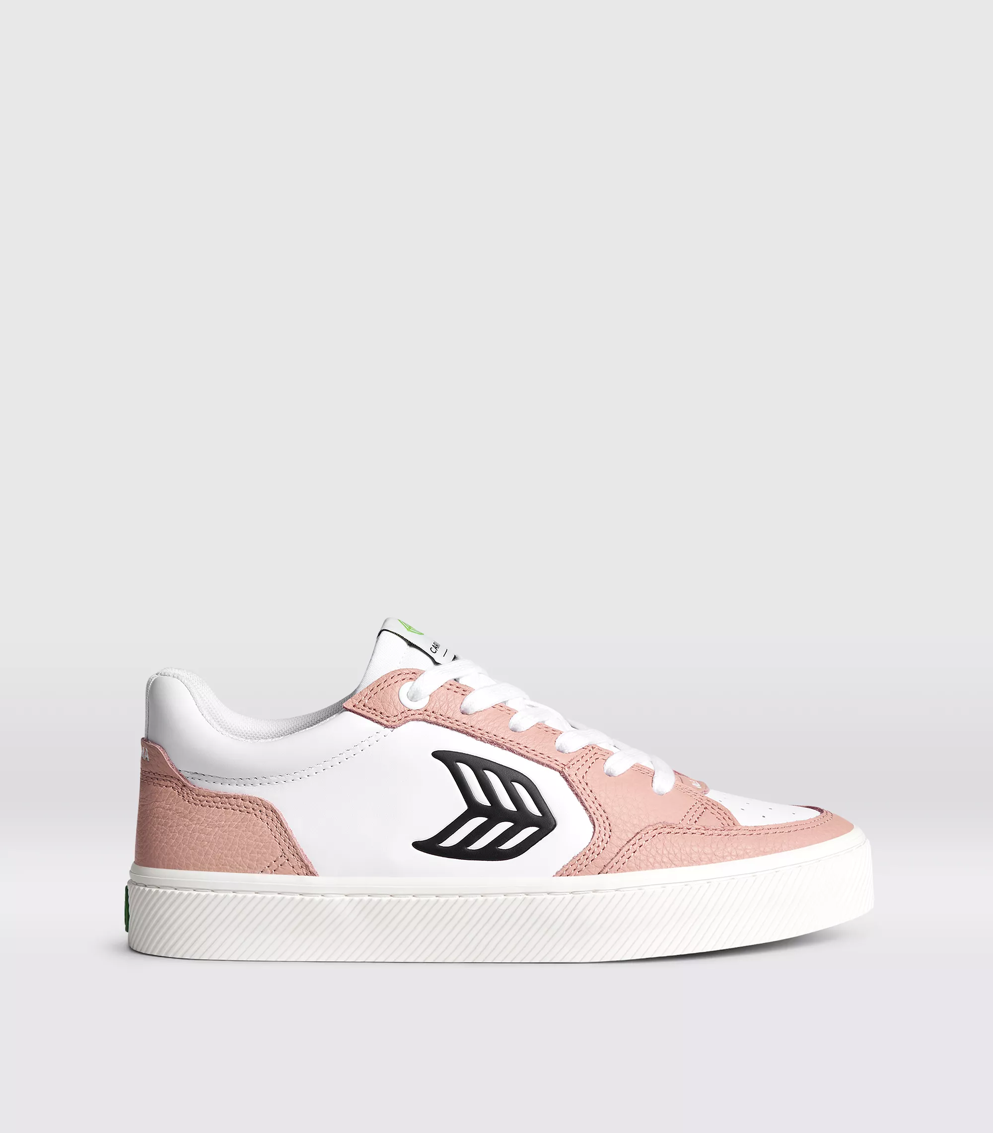 VALLELY White Leather Mahogany Rose Accents Black Logo Sneaker Women