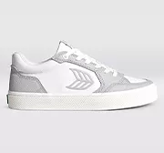 VALLELY White Leather Onyx Grey Accents Sneaker Women