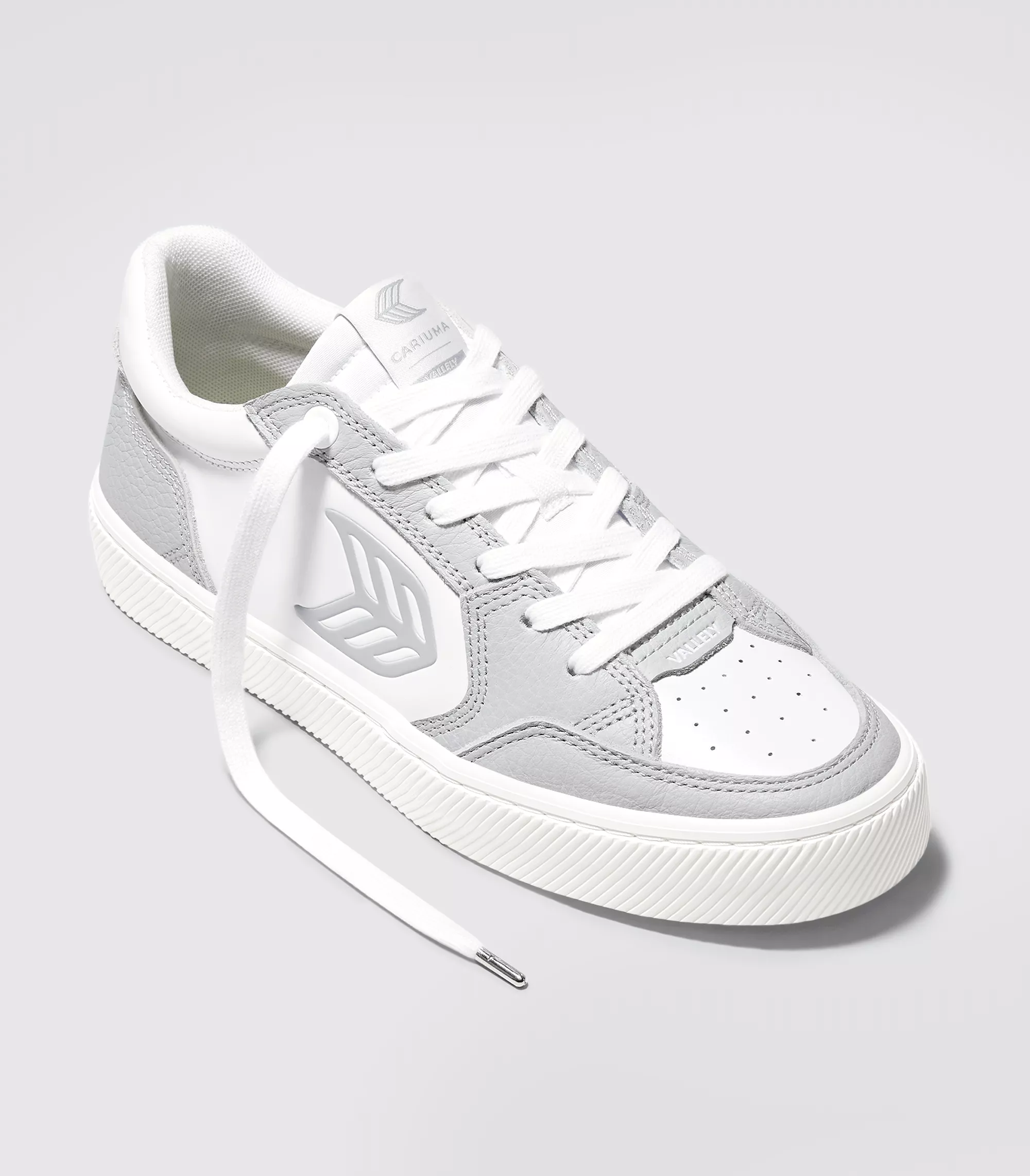 VALLELY White Leather Onyx Grey Accents Sneaker Women