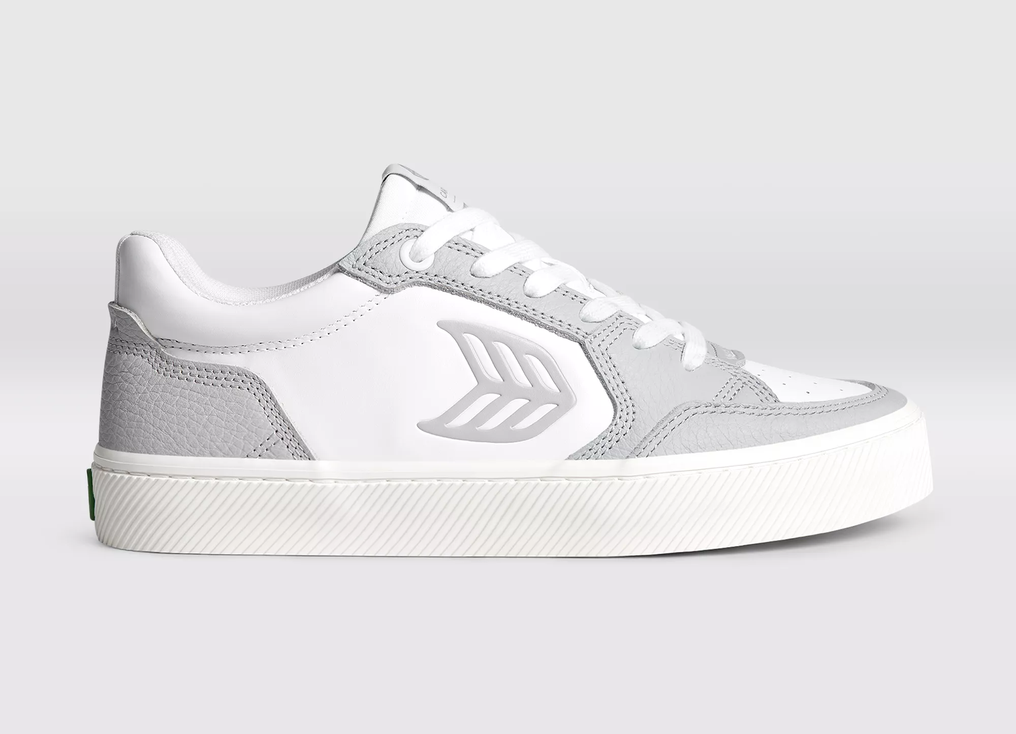 VALLELY White Leather Onyx Grey Accents Sneaker Women