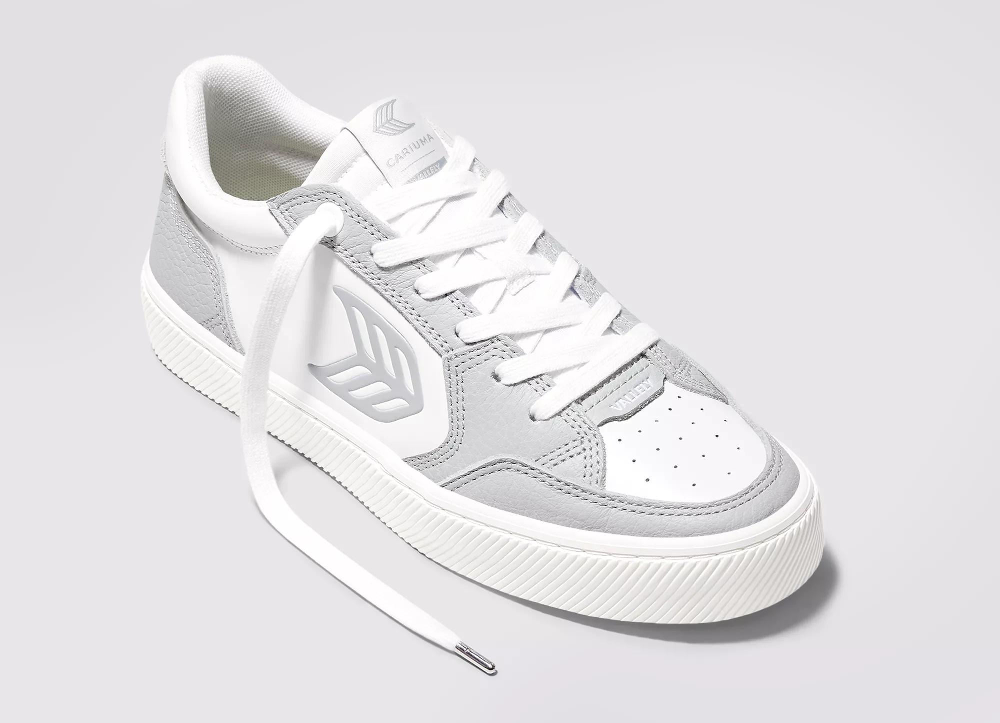 VALLELY White Leather Onyx Grey Accents Sneaker Women