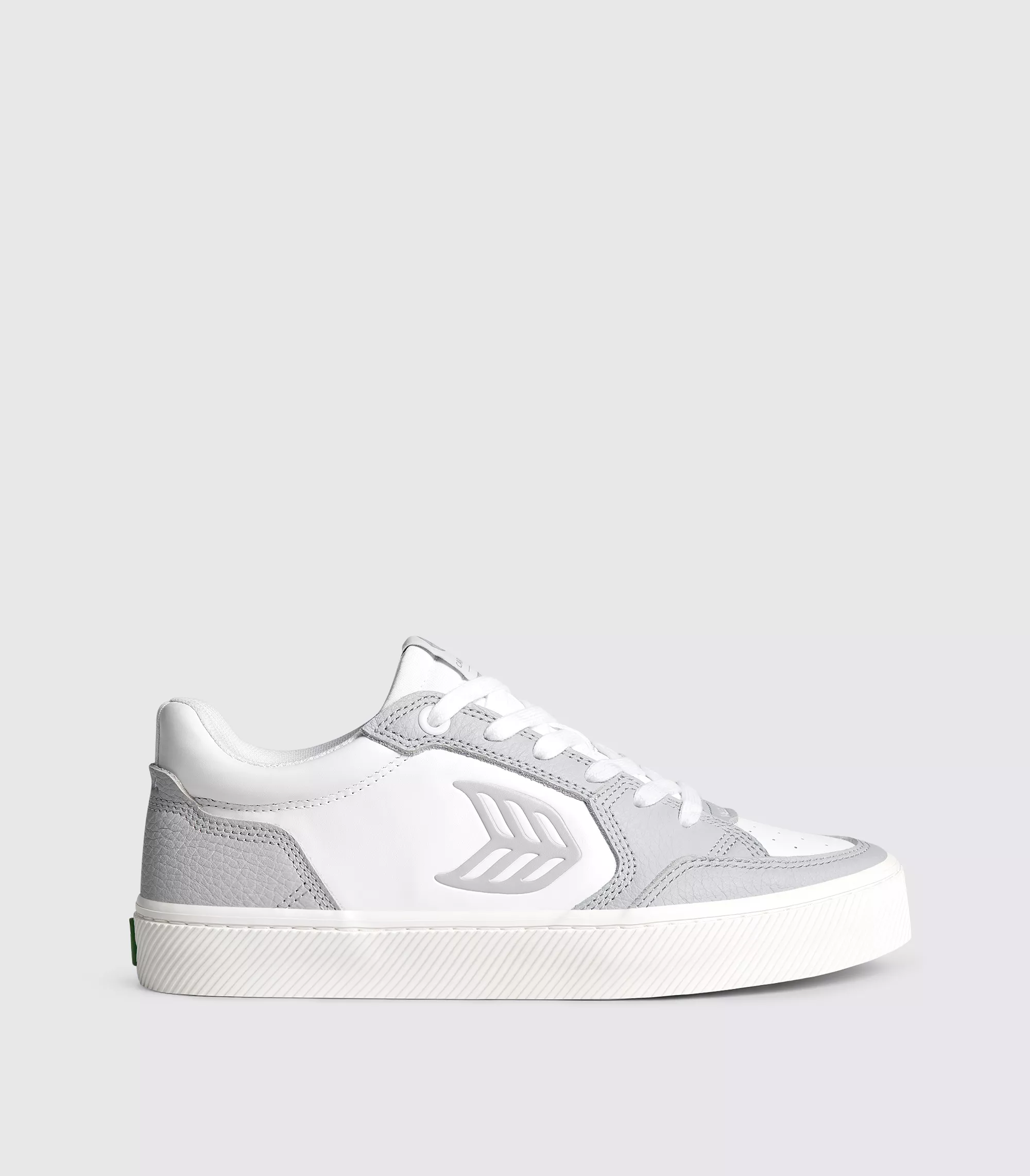 VALLELY White Leather Onyx Grey Accents Sneaker Women