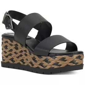 Vince Camuto Womens Leather Open Toe Wedge Sandals