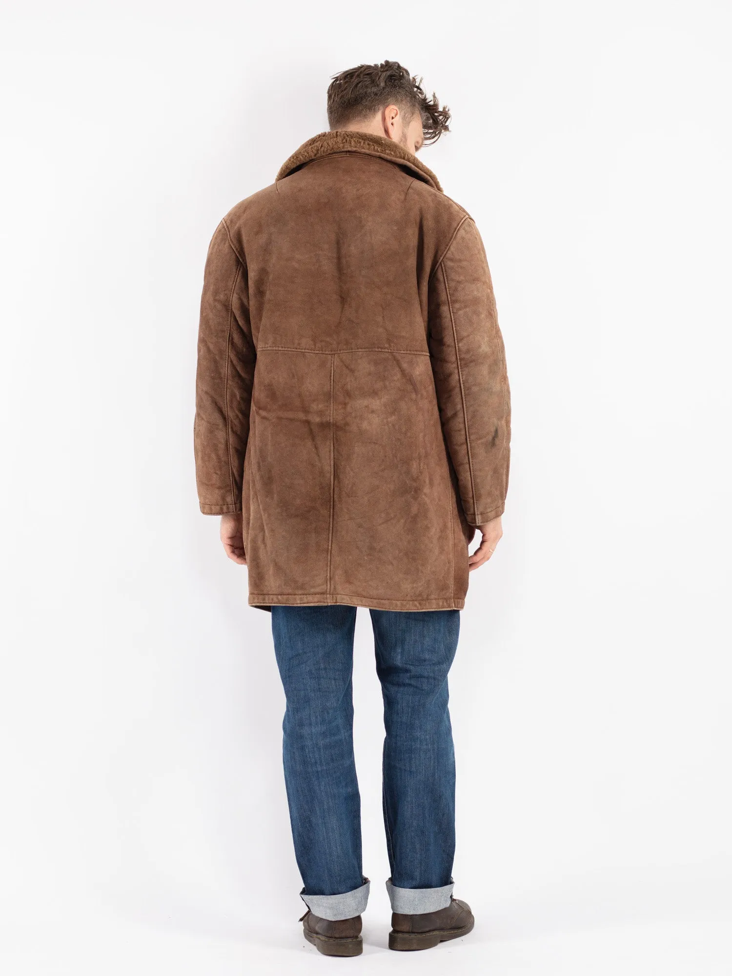 Vintage 70's Men Sheepskin Coat in Brown