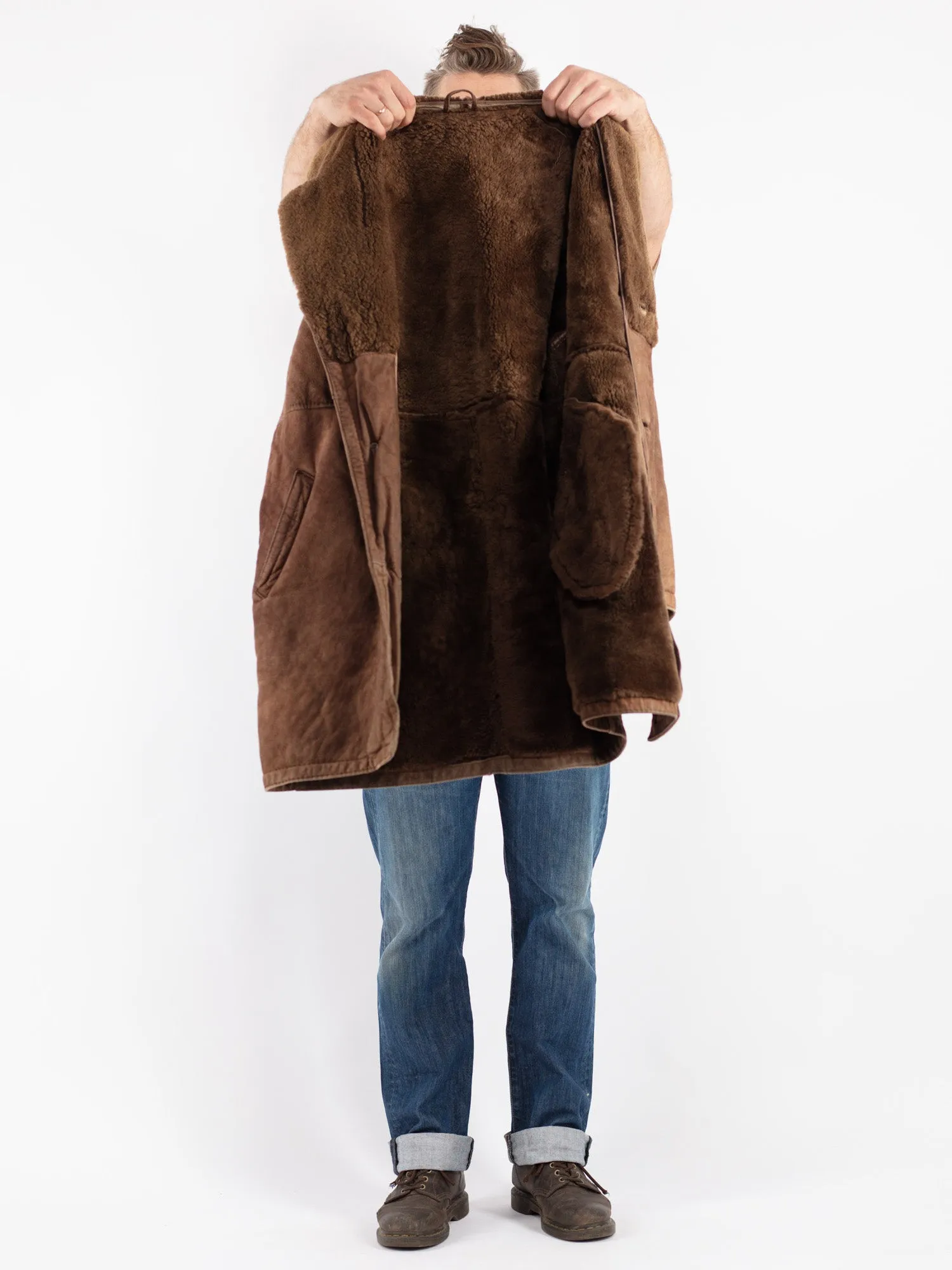 Vintage 70's Men Sheepskin Coat in Brown