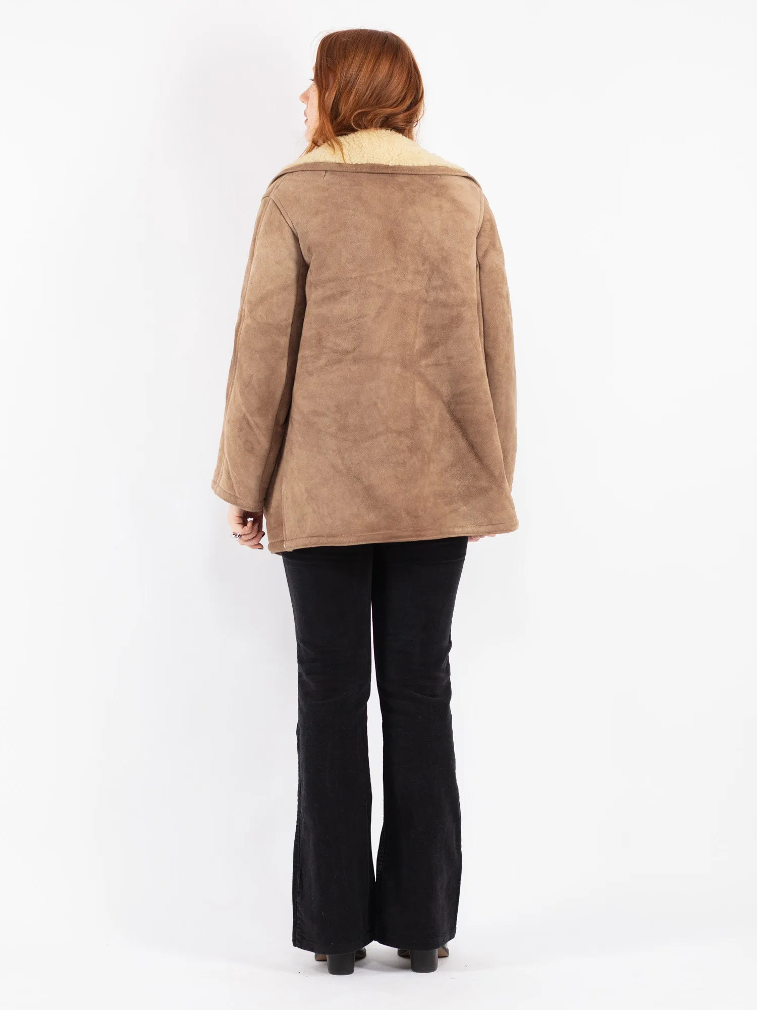 Vintage 70's Women Sheepskin Coat in Beige