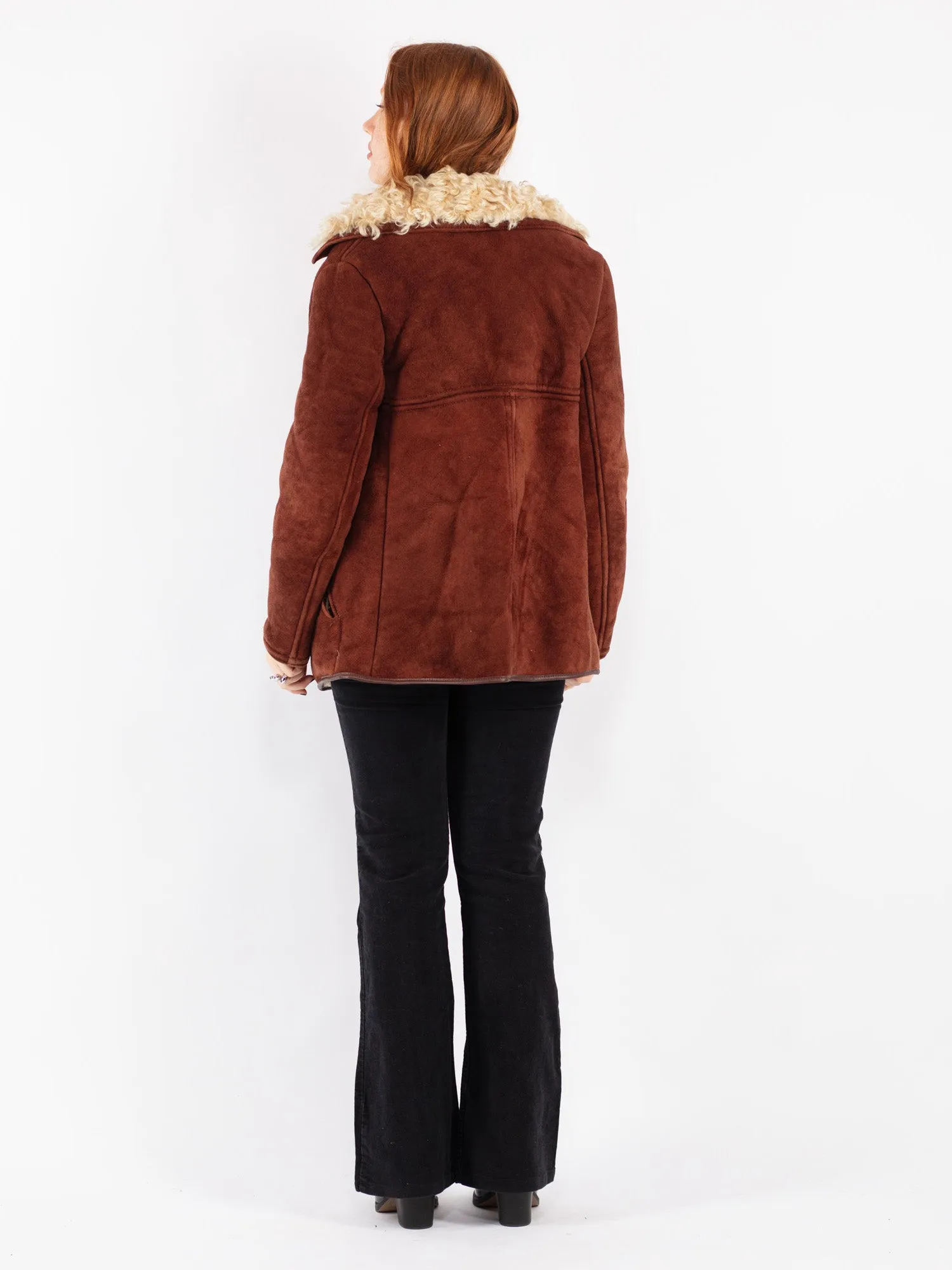 Vintage 70's Women Sheepskin Coat in Brown