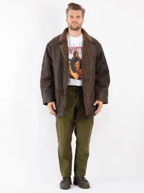 Vintage 90's Men Suede Sherpa Coat in Brown