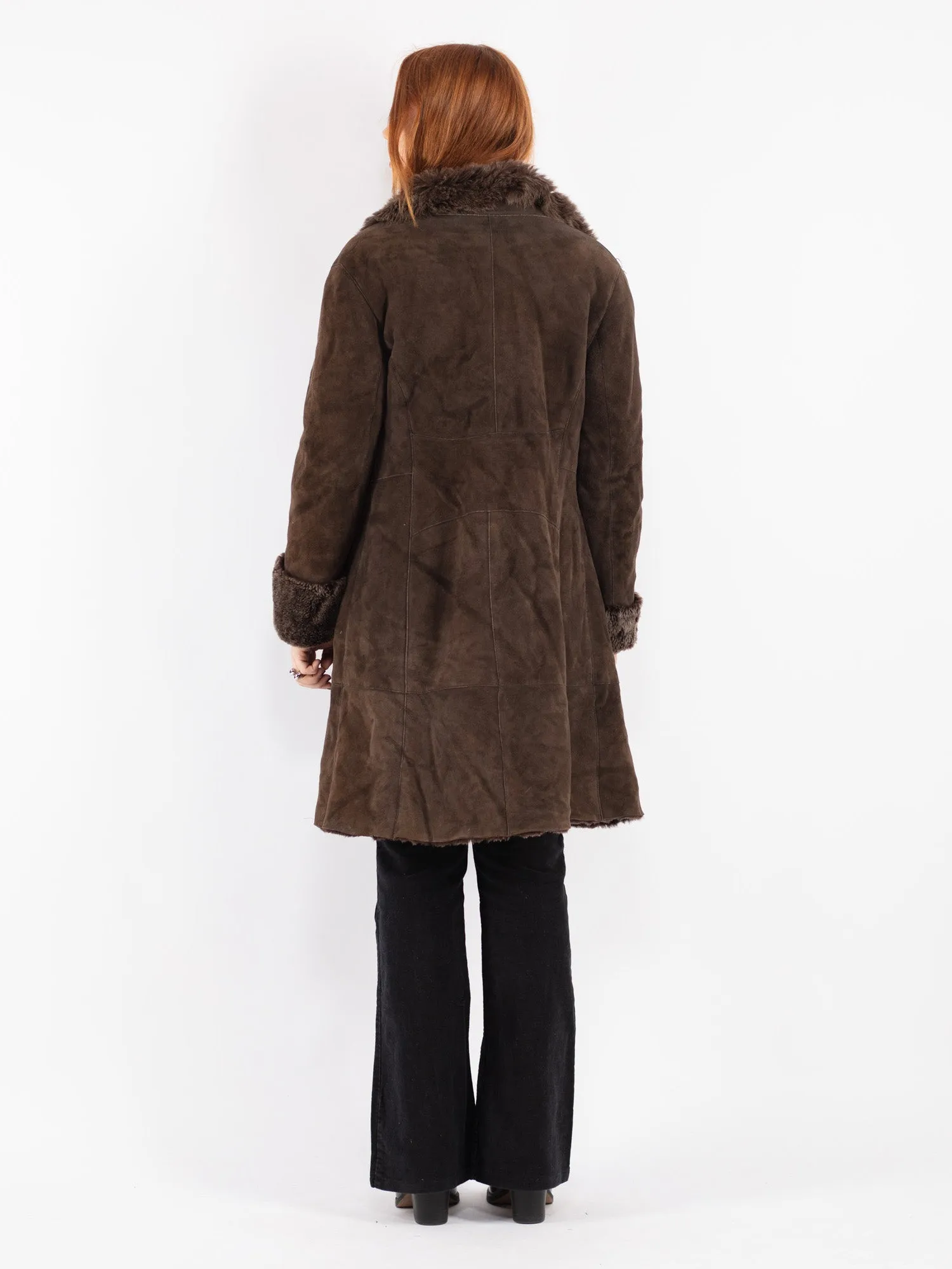 Vintage 90's Women Sheepskin Coat in Brown