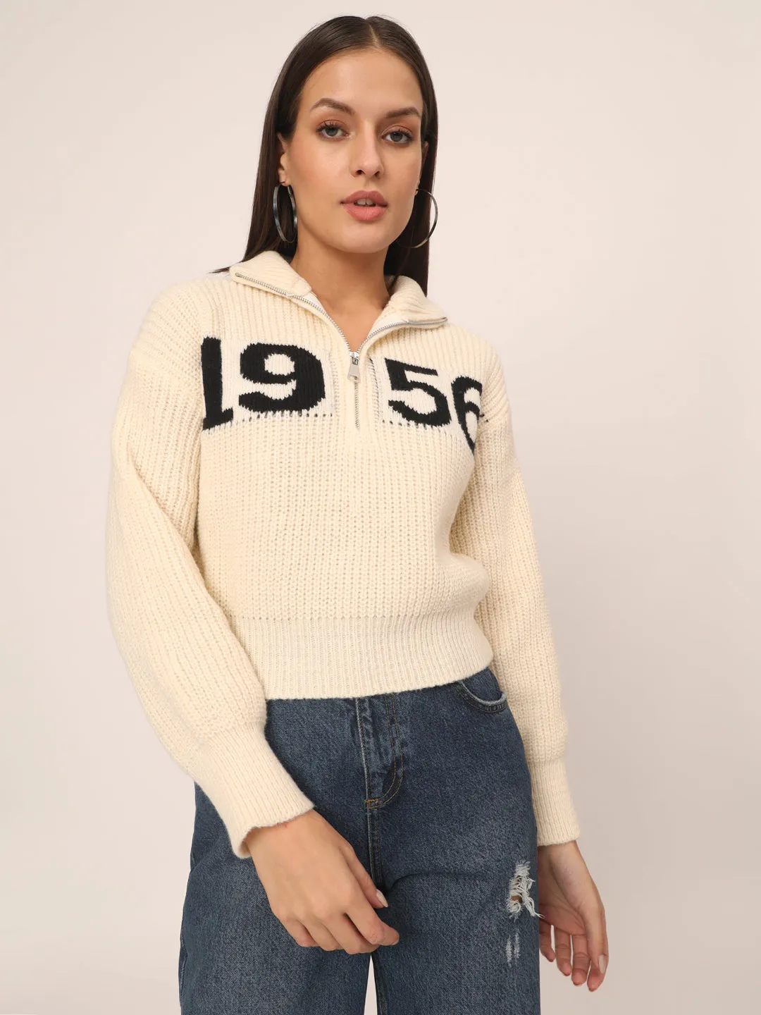 VINTAGE CLASSIC 1956 SWEATER WOMEN-WHITE