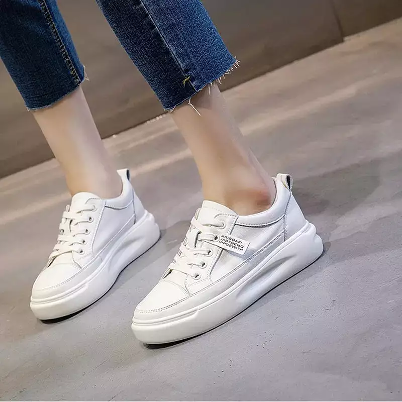 White Shoes Women's 2023 Trend Fashion Genuine Leather Tennis Sport Sneaker