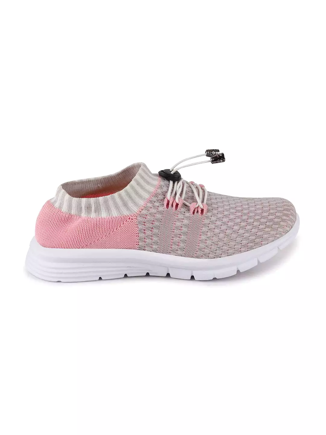 Women Grey/Pink Sports Lace-Up Outdoor Running Shoes