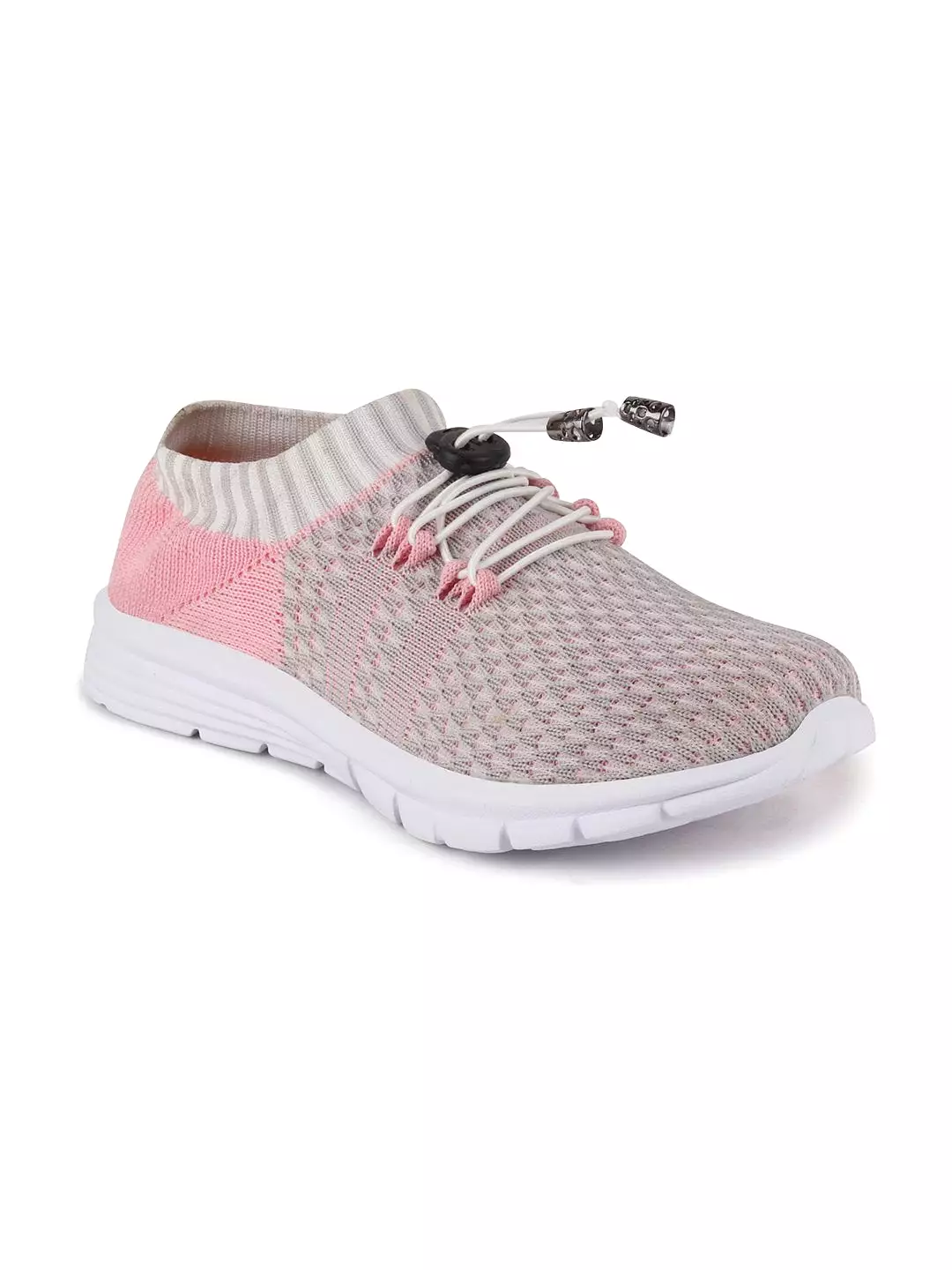 Women Grey/Pink Sports Lace-Up Outdoor Running Shoes