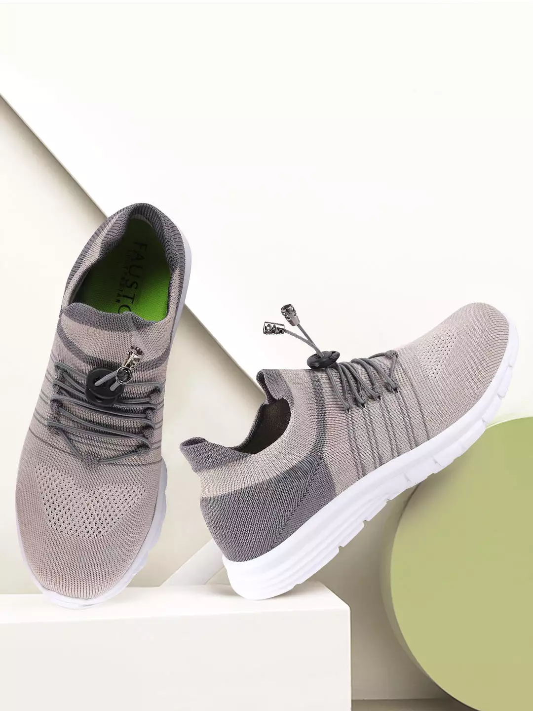 Women Light Grey Sports Lace-Up Outdoor Running Shoes