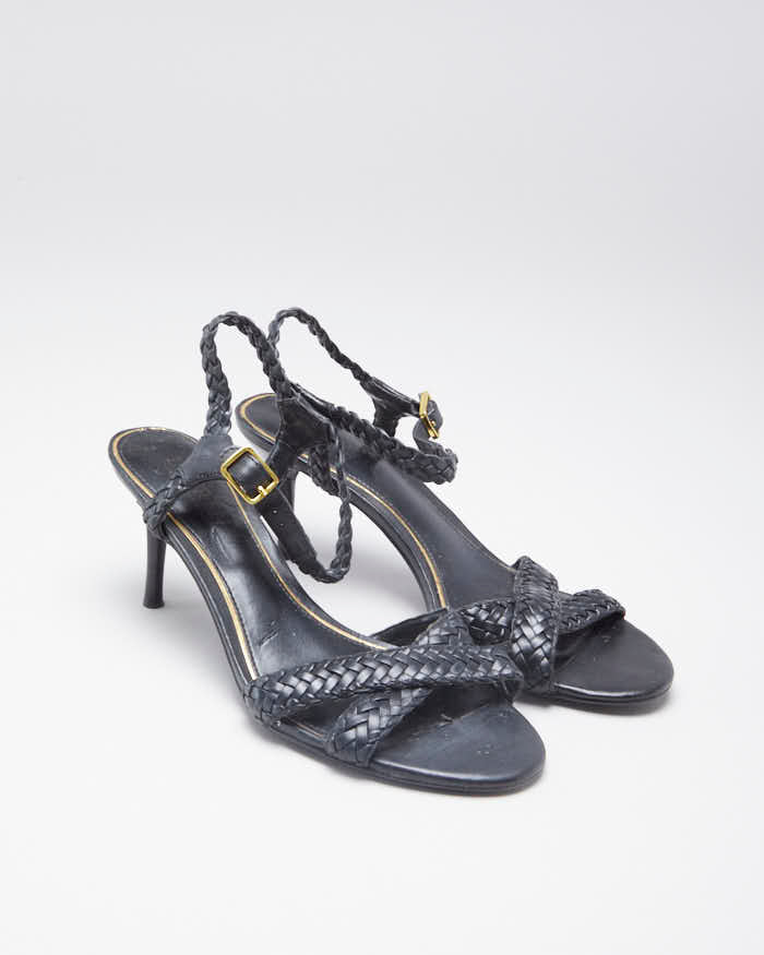 Women's Black Ralph Lauren Braided Leather Sandals - 6