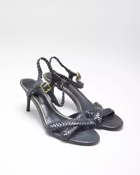 Women's Black Ralph Lauren Braided Leather Sandals - 6