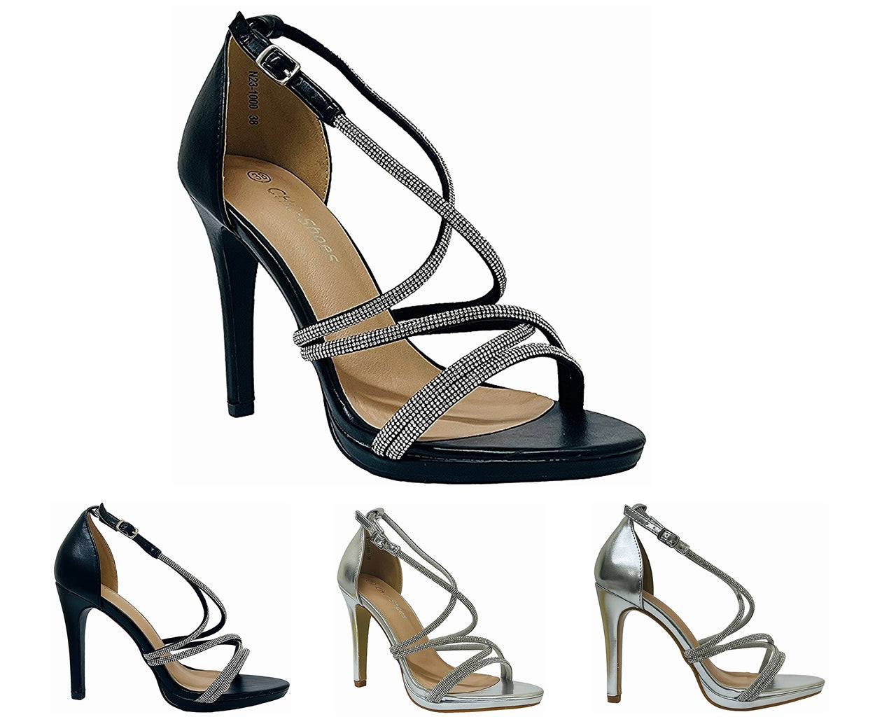 Women's Crossover Diamante Strappy Sandals