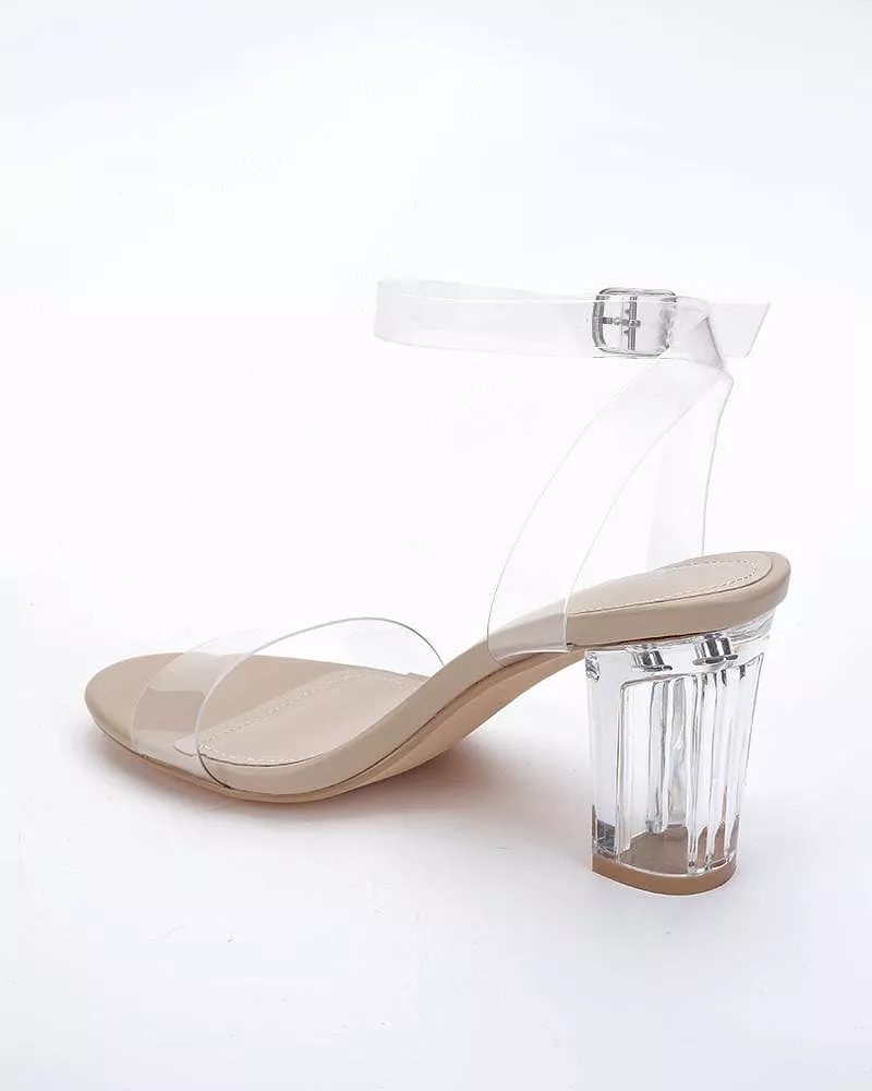 Women's Elegant PVC Transparent Heel Sandals