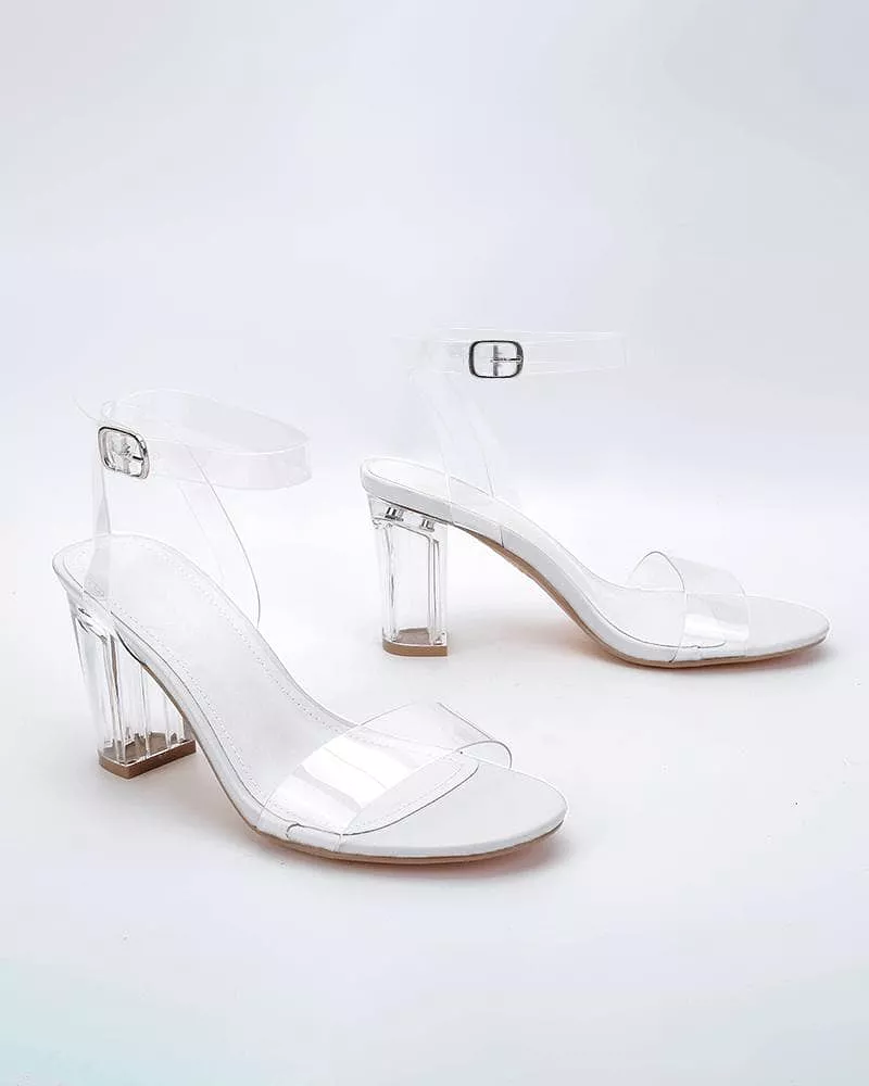 Women's Elegant PVC Transparent Heel Sandals