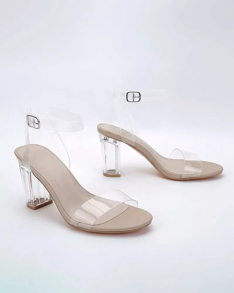 Women's Elegant PVC Transparent Heel Sandals