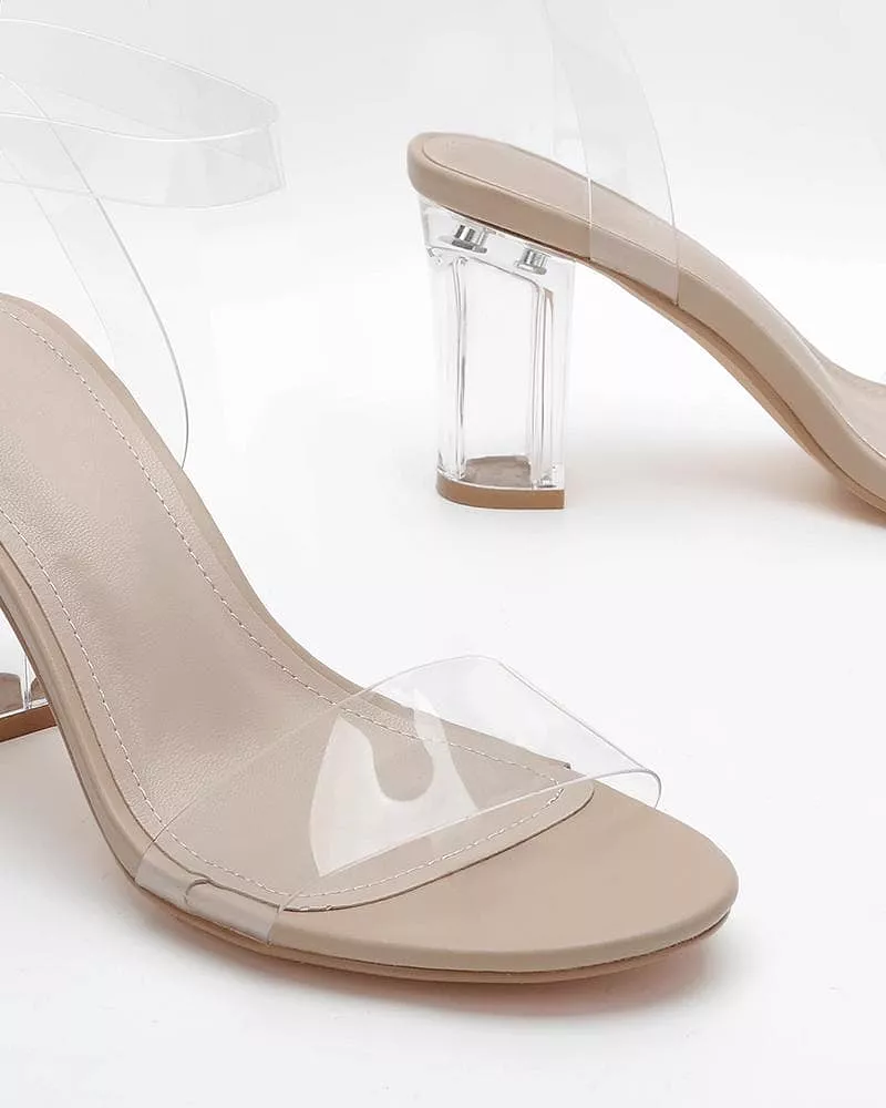 Women's Elegant PVC Transparent Heel Sandals