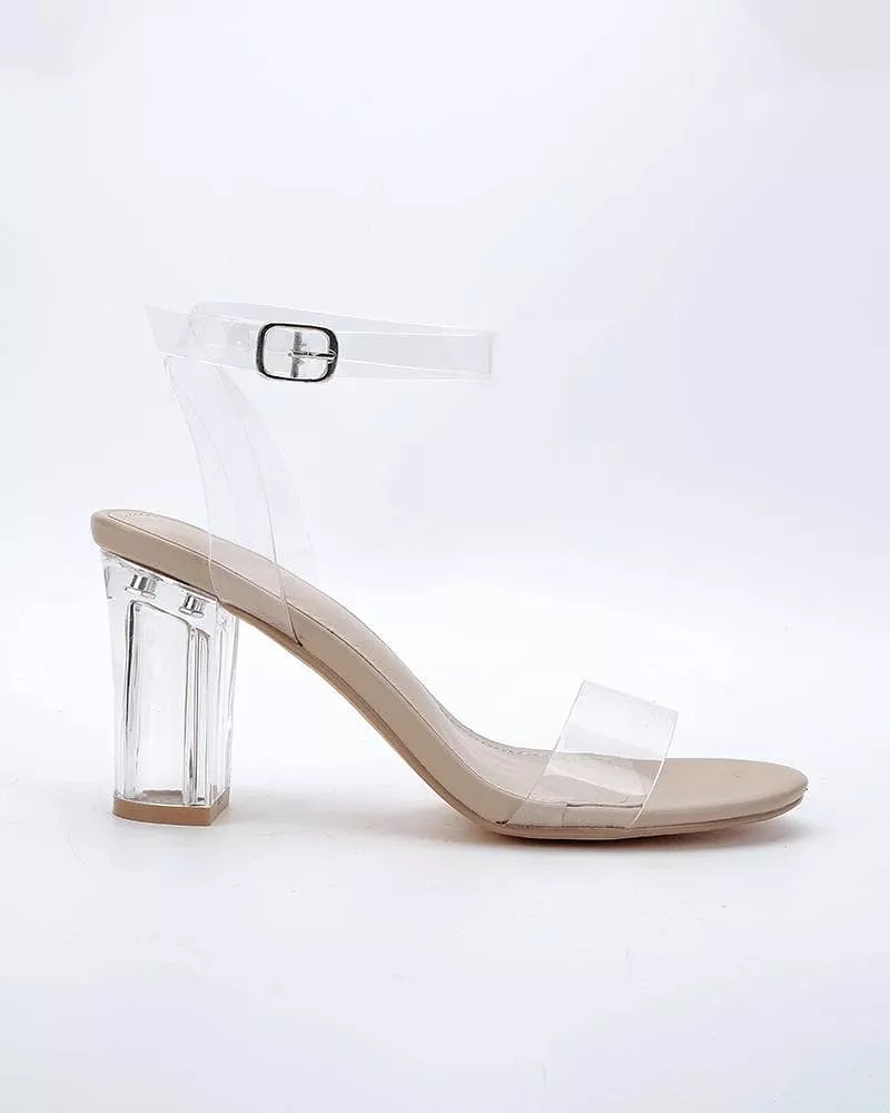 Women's Elegant PVC Transparent Heel Sandals