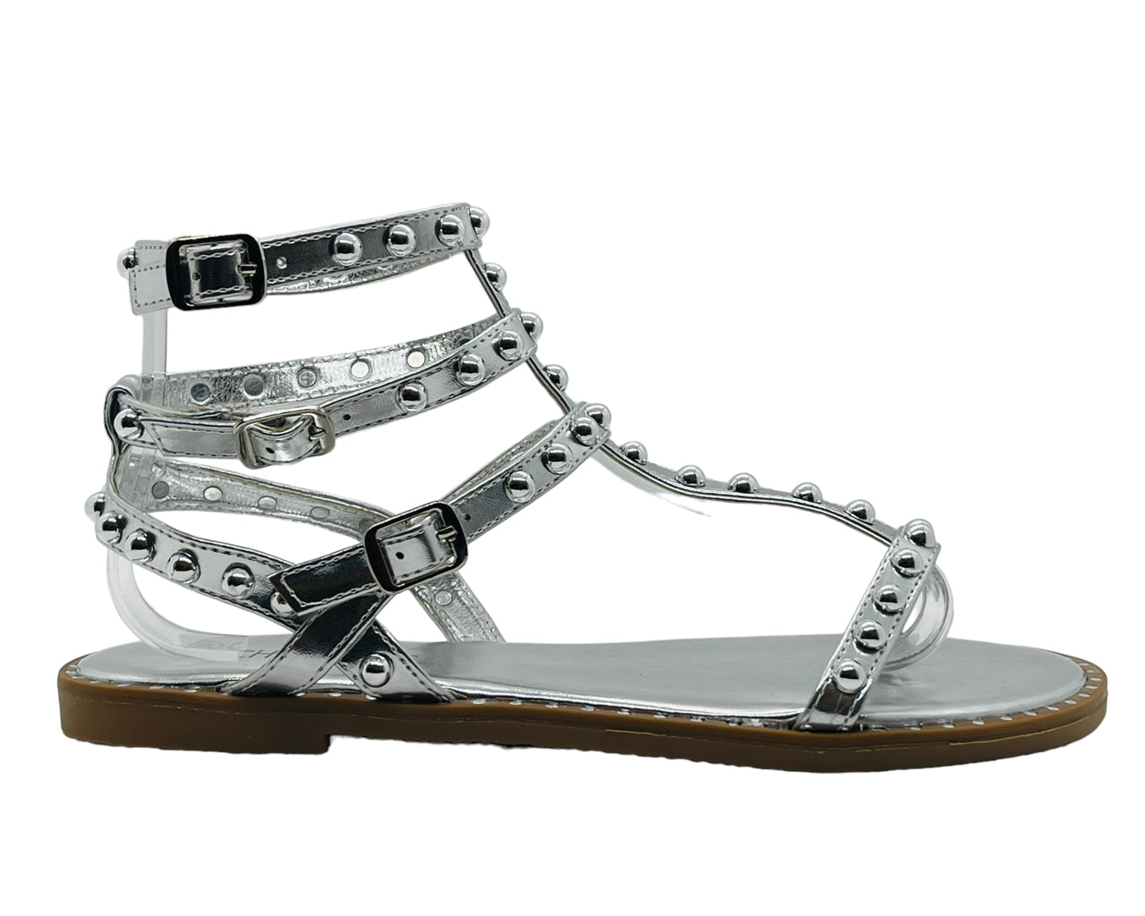 Women's Flat Studded Gladiator Buckle Sandals