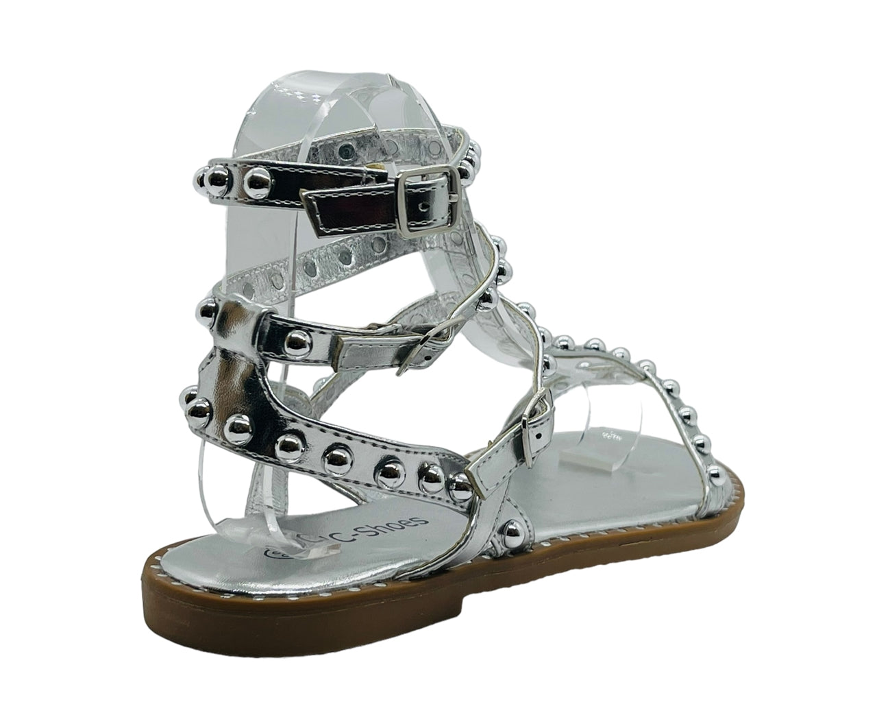 Women's Flat Studded Gladiator Buckle Sandals