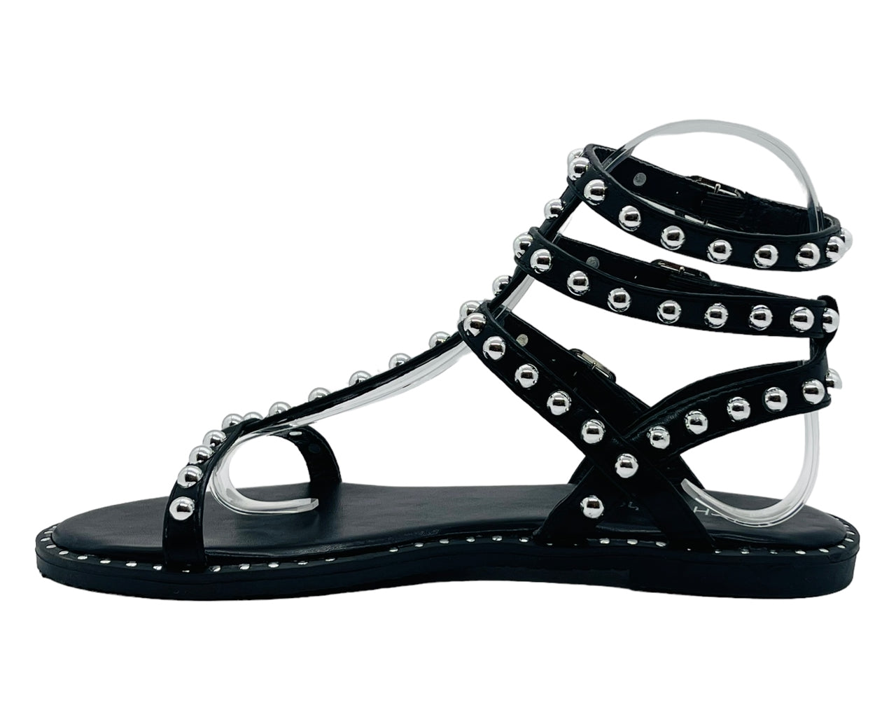 Women's Flat Studded Gladiator Buckle Sandals