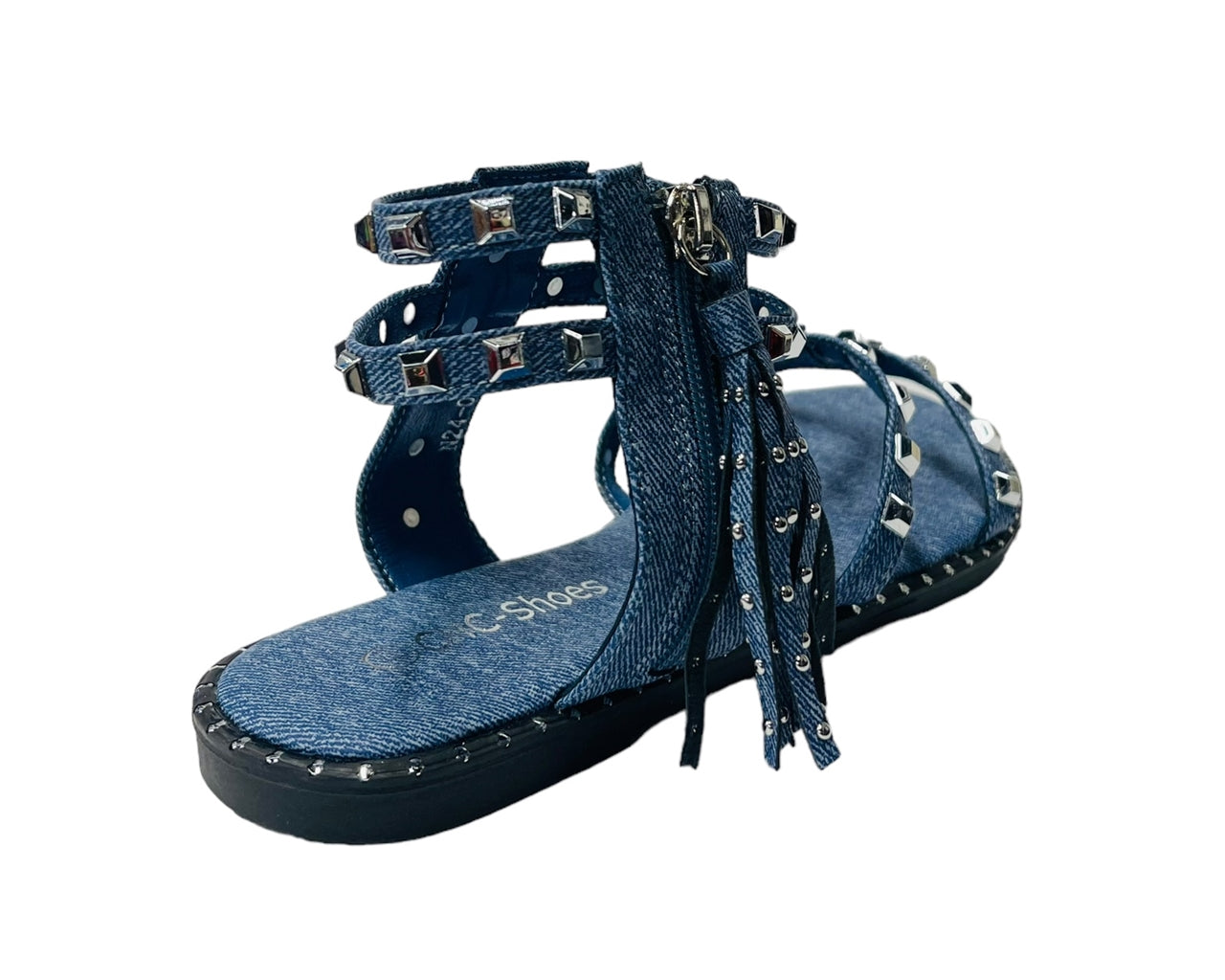 Women's Flat Studded Gladiator Zip Sandals